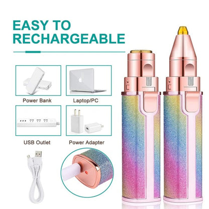 2-in-1 Rechargeable Electric Facial Hair Remover – Painless & Precise Trimmer for Women