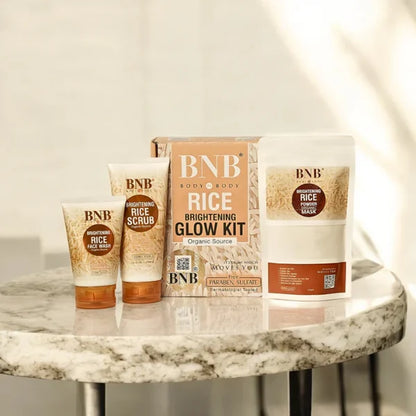 BnB Rice Brightening Glow Kit | Face Wash, Scrub & Mask