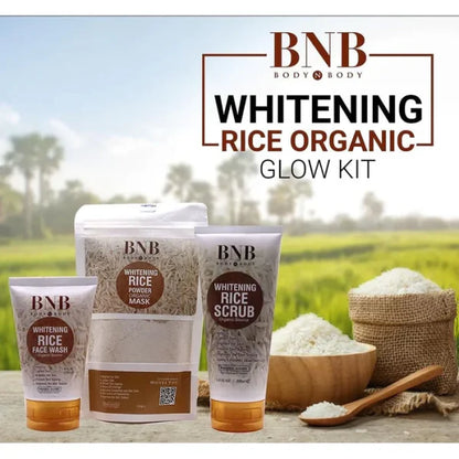 BnB Rice Brightening Glow Kit | Face Wash, Scrub & Mask