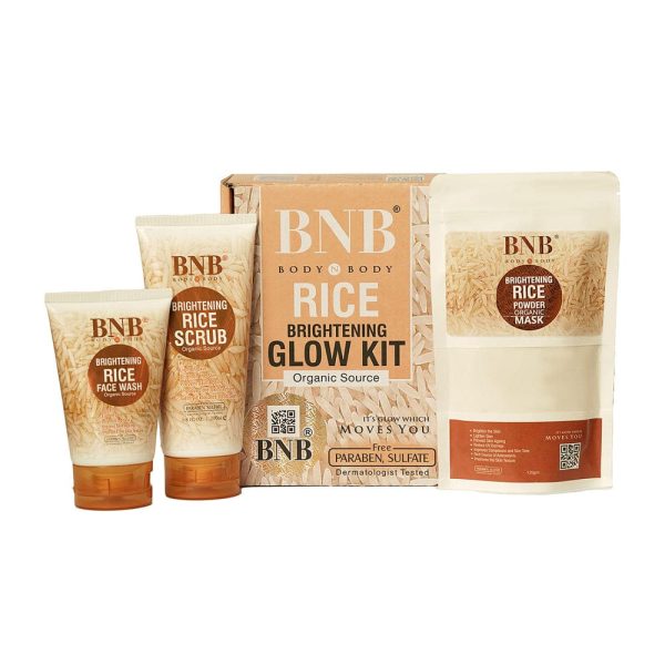 BnB Rice Brightening Glow Kit | Face Wash, Scrub & Mask